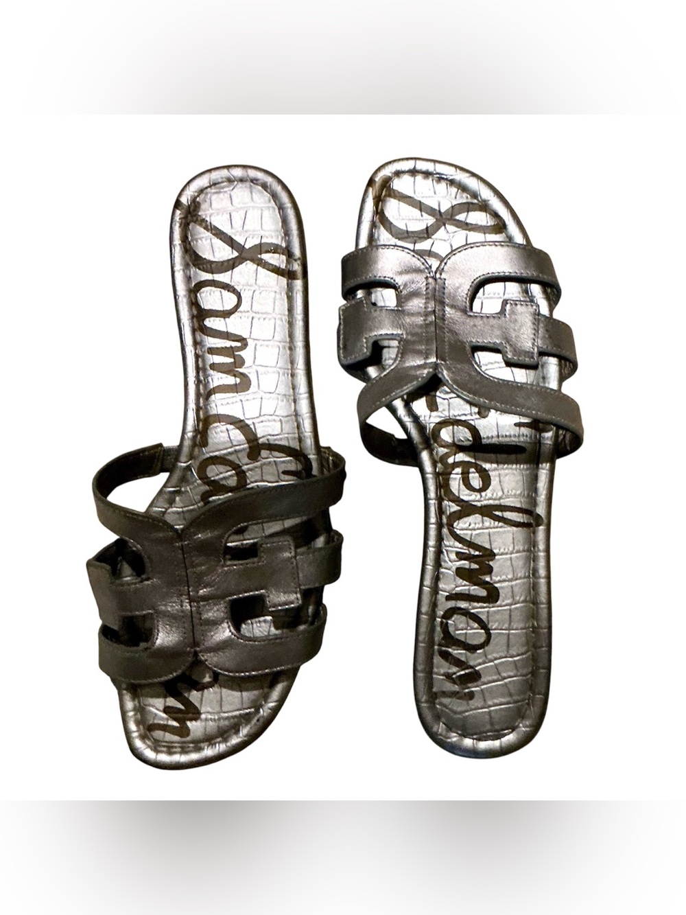 Sam Edelman Bay Slide Sandals | Metallic Silver | 9.5